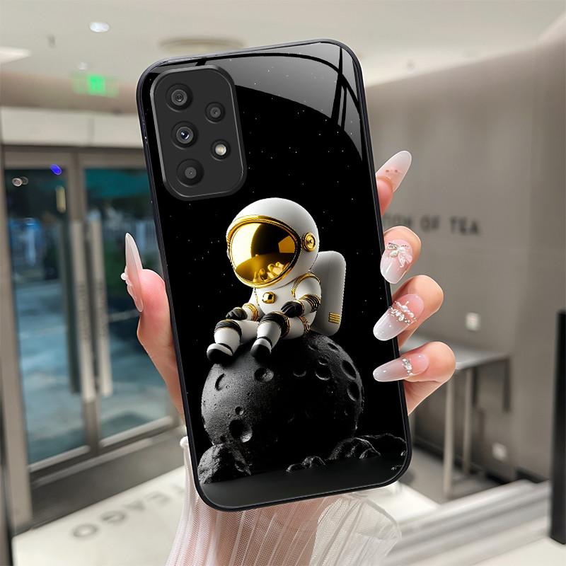 Cute Cartoon Cats Flower Case For Samsung Galaxy A52 A52S A72 4G 5G Tempered Glass Phone Case Protective Back Cover Hard Shell