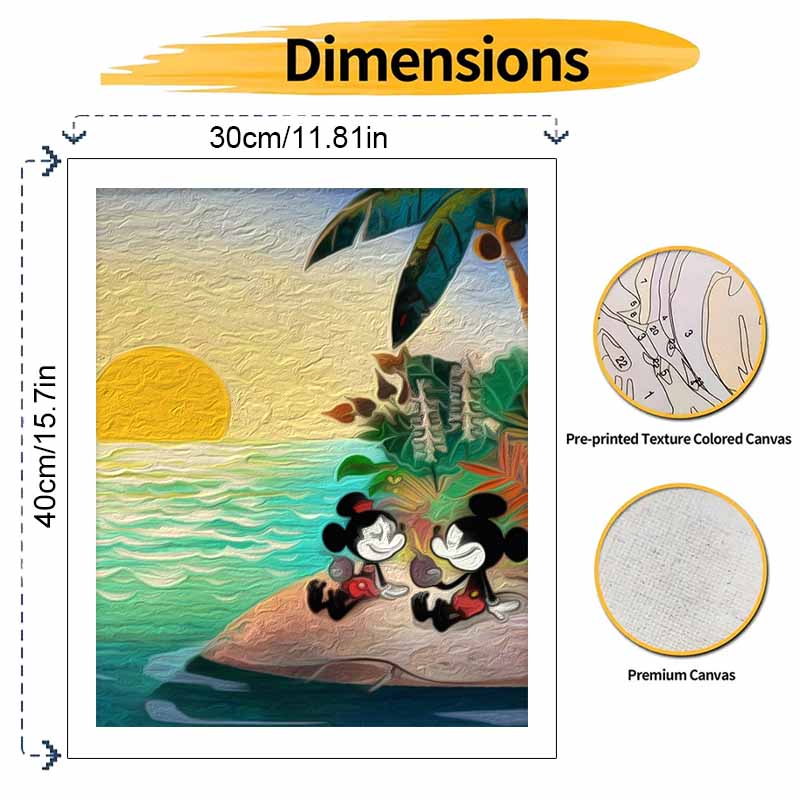 Disney Набор "Раскрась по номерам" Микки Минни Закат на пляже Рисунок на холсте DIY Картина Декор для дома Раскраска для взрослых Искусство и ремесла Настенный декор