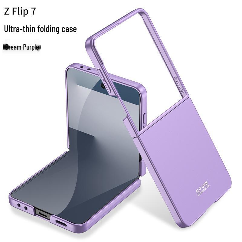 GKK Однотонный противоударный ПК-чехол для Samsung Z Flip7 - Большое окно, Ощущение кожи, Трансграничный, Защита складного экрана