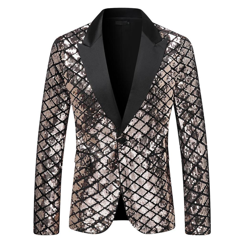 Men's European Size Diamond Sequin Peaked Lapel Suit for Autumn/Winter Events (Model: ZT-X45)