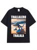 Футболка с мемом про акулу Tralalaero Tralala 'unisex Wo'unisex Модная Винтажная Футболка Повседневная Хлопковая Оверсайз Футболка с Круглым Вырезом Streetwear