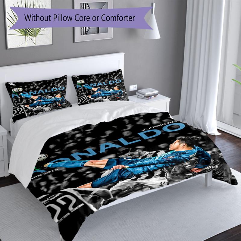 Ronaldo's Uefa Champions League Goal Celebration Bedding Set, Breathable Duvet Cover with Pillowcases, Soft Bed Linen for Bedroom Home Decoration, Per