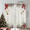2D flat printing 2pcs Curtains Christmas Garland Stars Ribbon Holly Digital Printed Polyester Drapes Party Decorations for New