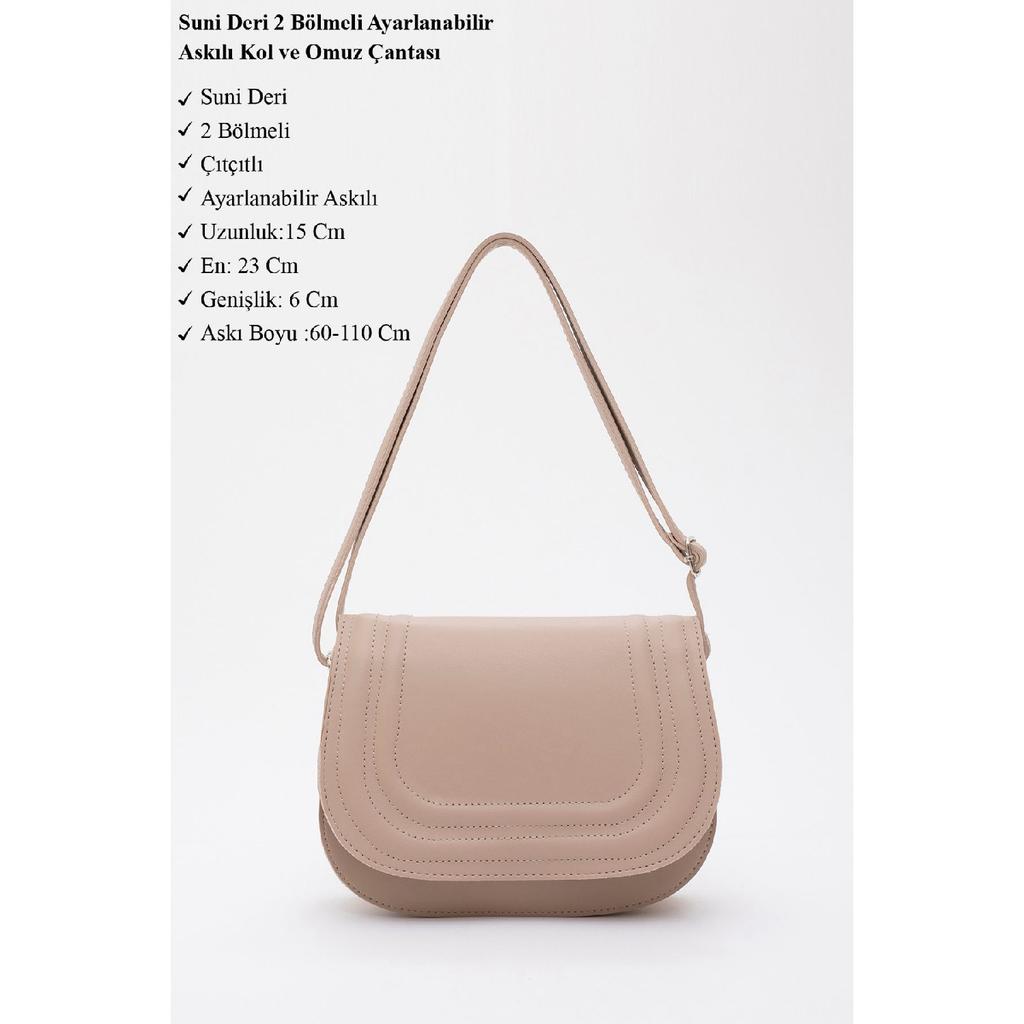 Black Shk93 Artificial Leather 2 Compartment Adjustable Strap Shoulder Bag L:15W:23W:6 Cm