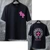 8760 CHROME HEARTS Летняя Новая Высококачественная Хлопковая Круглый Вырез Свободная Большого Размера Мужская и Женская Футболка Футболка для Пары