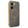 For Xiaomi Poco X7 Pro 5G/Redmi Turbo 4 5G Phone Case Carbon Fiber Textured Electroplated TPU Back Cover