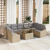 VidaXL 10-Piece Garden Sofa Set with Cushions Beige Poly Rattan 3349066
