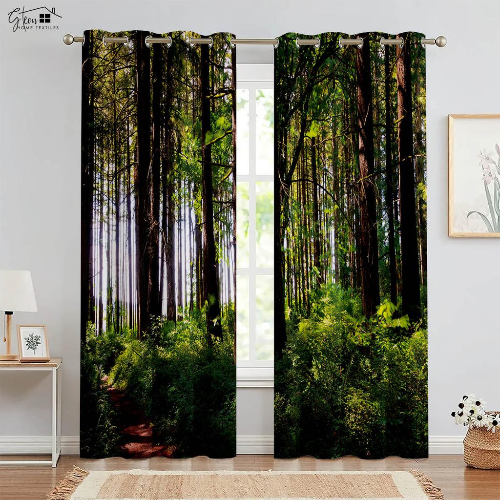 Лесные 3D-шторы с принтом пейзаж зеленый солнечный кленовый лист природа жизненная сила B&B отель спальня гостиная шторы 2 шт.