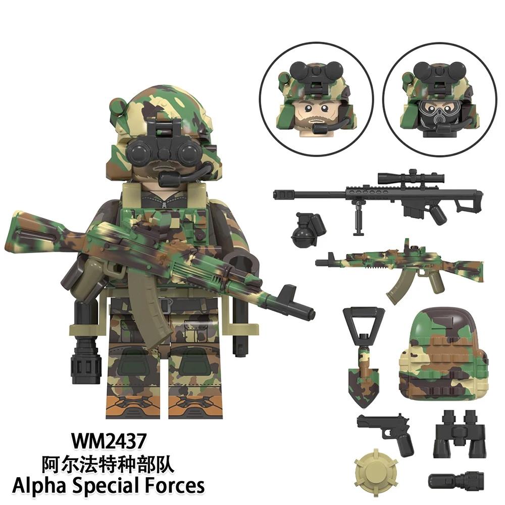 Wm6147 Ww2 Military Special Forces Weapons Soldier Ksk Alpha Snow Leopard Navy Seals Dleta Figura Model Toys