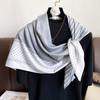 Korean Version of Polka Dot Striped Printed Square Scarf for Women New Style Exterior Shawl Square Silk Scarf