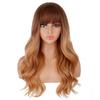 MERISIHAIR Long Black Synthetic Wigs with Bangs Water Wave Heat Resistant Fiber Wig for Women Natural Wavy Wig Daily Wear