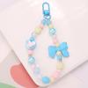 Colored Round Bead Keychain Pendant Cute Bow Heart Star Crystal Phone Anti-lost Rope Colorful Phone Lanyard Glitter Wrist Straps