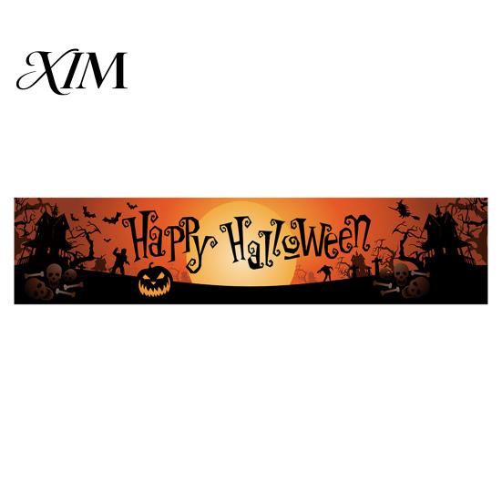 Decorative Scene Setup Large Happy Halloween Banner for Outside, 70 x 15 Inch Yard Sign Front Porch Decor Flag, Spooky Welcome Garden Fence Home Party
