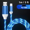 Flow Luminous LED кабель для зарядки 3A быстрая зарядка USB A для iPhone 14 13 12 X USB провод светодиодный кабель светящийся кабель для Airpods iPad