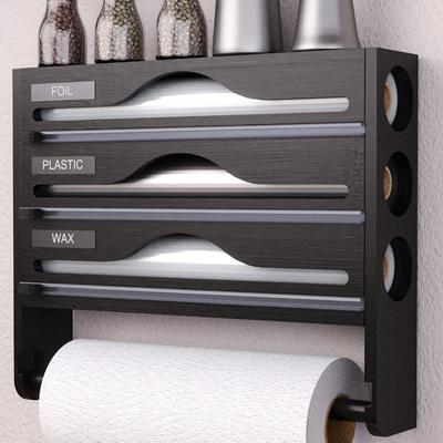 Настенный резак для пищевой пленки, держатель для пакетов из бамбука, кухонный органайзер, резак для фольги, дом