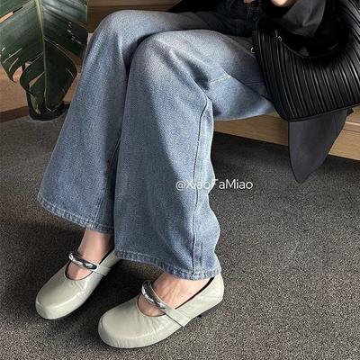 Красные туфли Мэри Джейн с пряжкой и ремешком на щиколотке, весна 2025, новые универсальные туфли на плоской подошве с неглубоким горлом