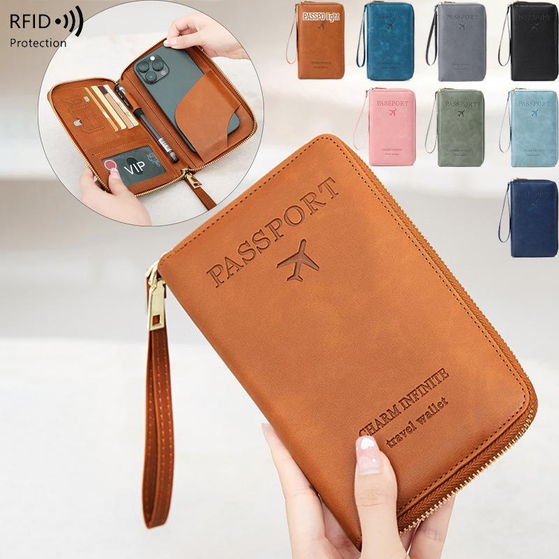 2024 RFID Travel Passport Holder & Ticket Organizer - Multifunctional Zipper Document Bag