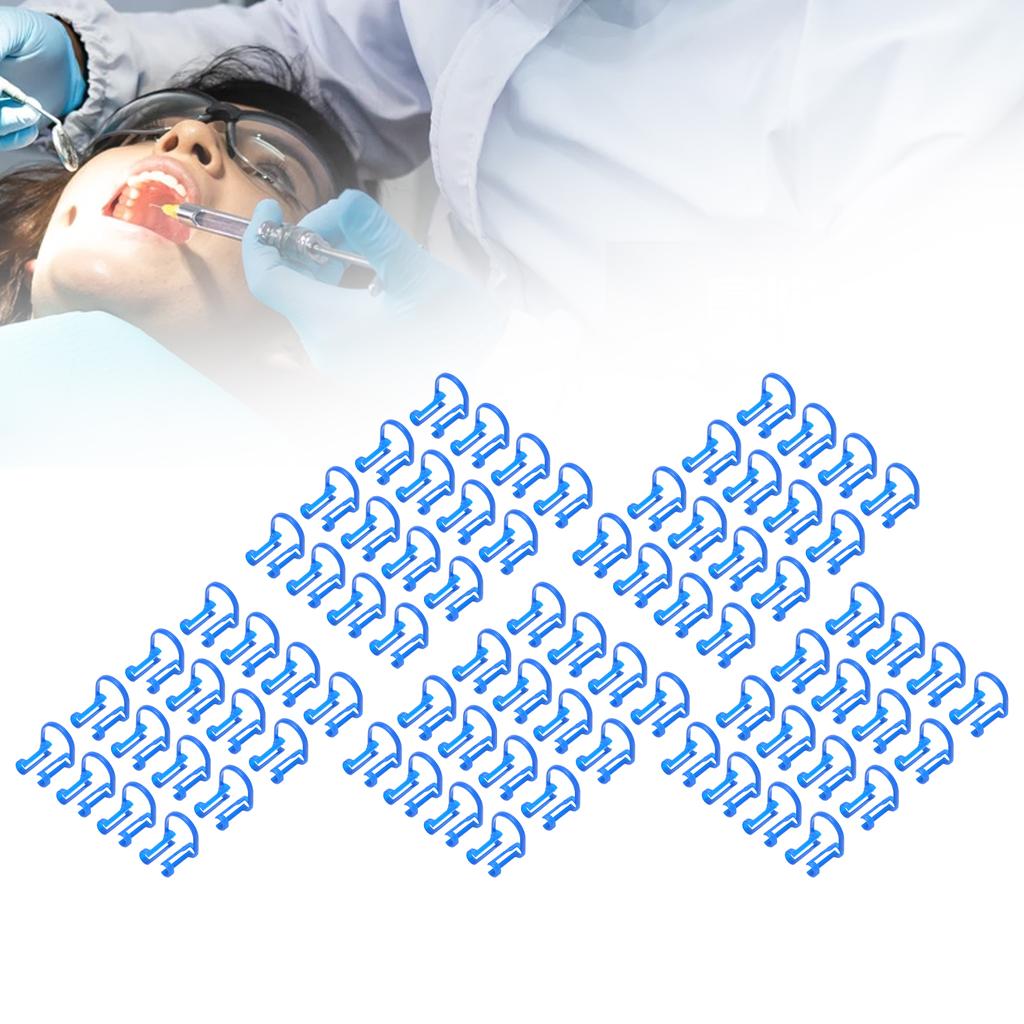 100PCS Cotton Roll Holder Clip Dental Clinic Orthodontic Mouth Supplies Plastic Blue Compact