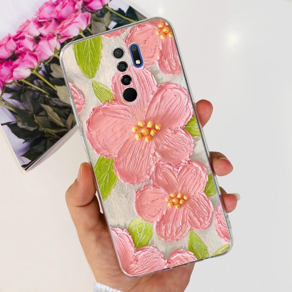 New For Xiaomi Redmi 9 Case Cute Cat Luxury Flower TPU Soft Silicone Clear Cover For Xiaomi Redmi 9 9A 9a 6.53"Bumper Phone Case