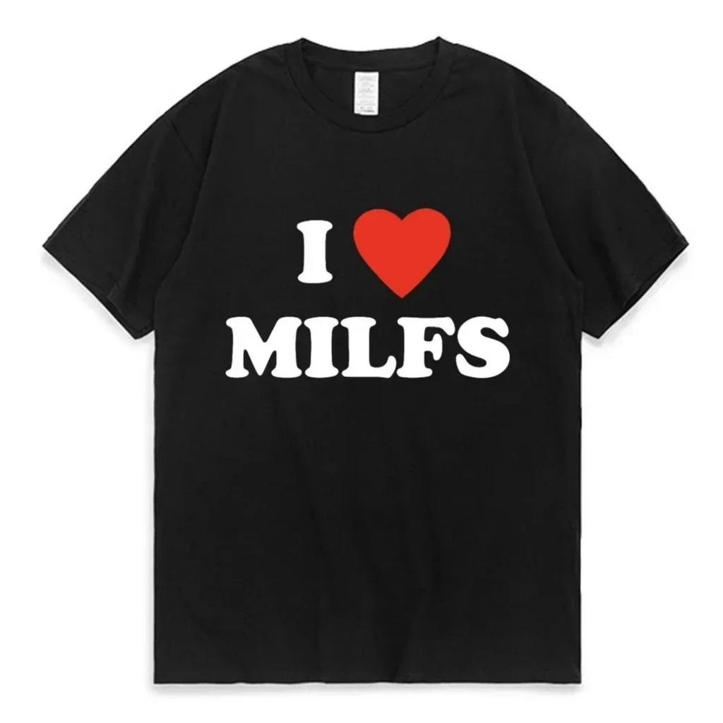 Футболки с принтом «I Love MILFS I Heart Hot Moms», летние мужские и женские повседневные футболки с короткими рукавами в стиле Харадзюку, модные футболки