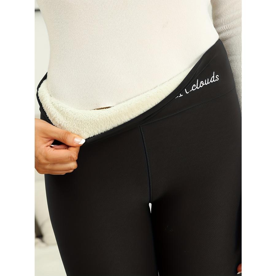 Термоштаны с плюшевой подкладкой, узкие эластичные колготки с широким поясом и буквенным узором для зимы, женское нижнее белье и одежда для сна