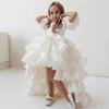 Girls' White Puffy Princess Dress - Flower Girl Wedding Long Gown