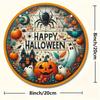 Halloween Wooden Door Plaque Craftsmanship Circular Logo Witch Pendant Home Decor