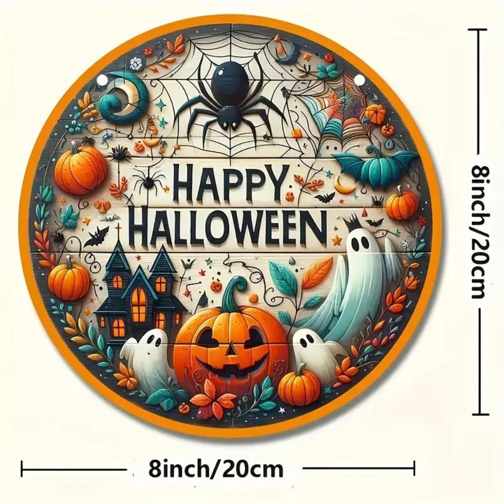 Halloween Wooden Door Plaque Craftsmanship Circular Logo Witch Pendant Home Decor