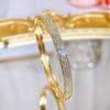 WWJ Classic Hand Jewelry Circle Golden Bracelet Shiny CZ Zirconia Bangle Elegant Female Party Jewelry Accessories Gift