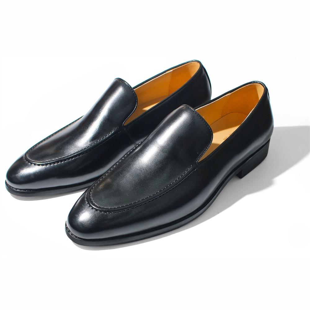 Fashion Handmade Genuine Leather Men's Loafers Pointed Toe Fashion Shoes for Social Formal Wedding Dress Pure Style