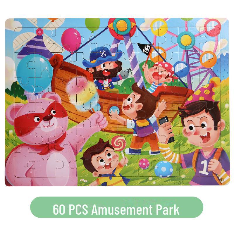 Temu 60-Piece Wooden Cartoon Puzzle for Early Childhood Education