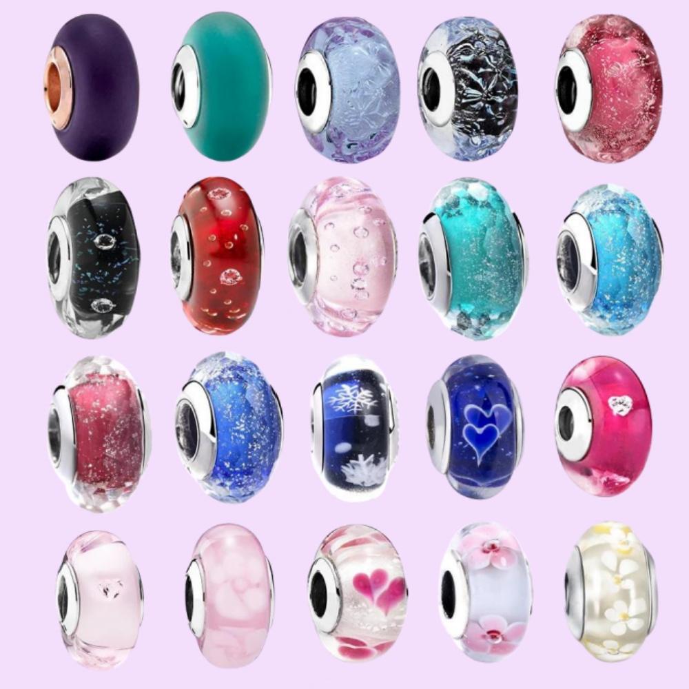 S925 серебро муранское стекло бусины с тканевой сумкой подходят для изготовления браслета для женщин простые модные ювелирные изделия подарки