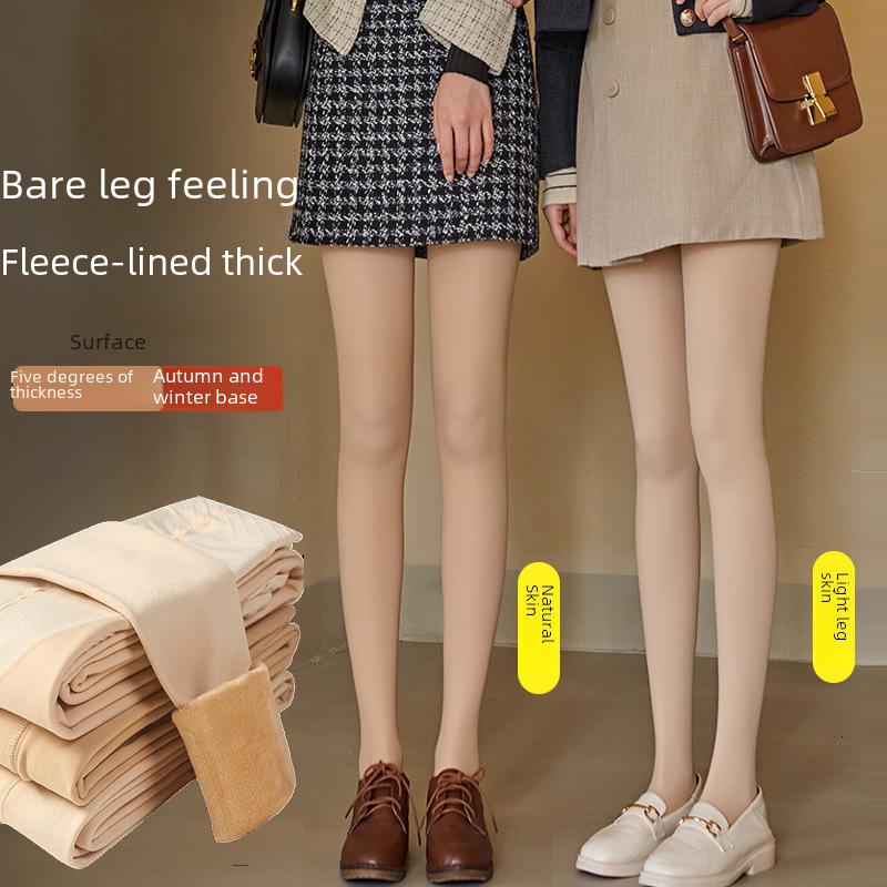Women's Velvet Stockings: Flesh-Colored, Thicker, Bare-Leg Effect Pantyhose for Spring, Autumn, Winter