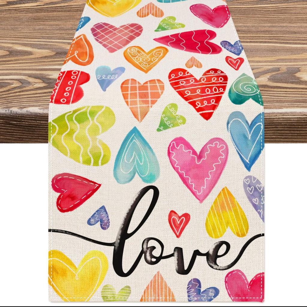 День Святого Валентина Настольный флаг Красный Любовь Клетка Дом Праздничное украшение Настольный флаг Скатерть