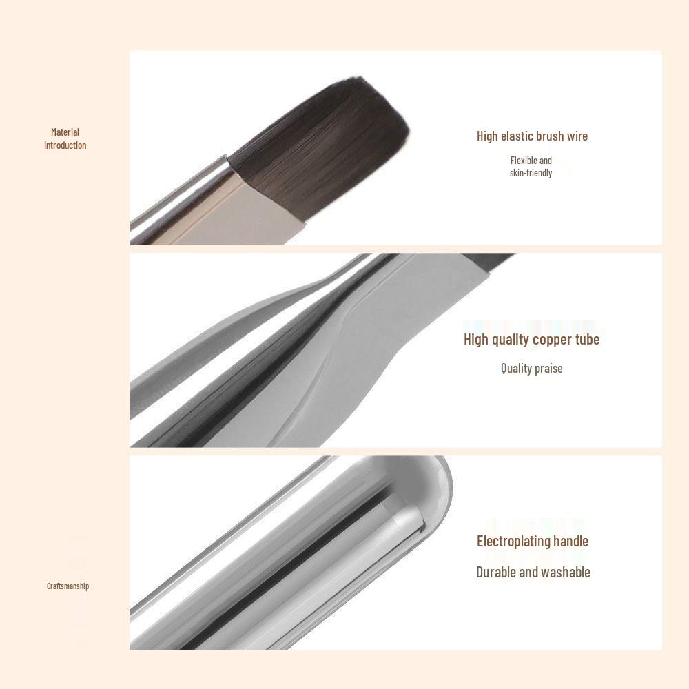 Electroplated Handle Flat Foundation Brush - Non-Absorbing, Flawless Nude Concealer Brush