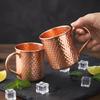 1 шт. Ручная чеканка Чистая медь Кружка для Moscow Mule Аюрведическая чашка для здоровья Прочная клепаная ручка Большая емкость Металлическая кружка для напитков