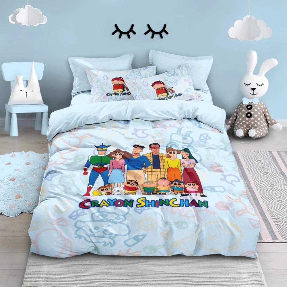 Мультяшный Кролик Шин-чан, Комплекты постельного белья из микрофибры, Детское постельное белье на молнии, Декор комнаты, Пододеяльник для подростков, взрослых
