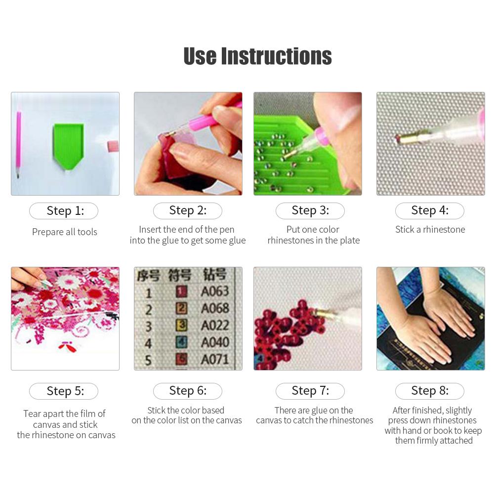 12* 16 inches/30* 40cm DIY 5D Diamond Painting Kit Flower Resin Rhinestone Mosaic Embroidery Cross Stitch Craft Home Wall Decor