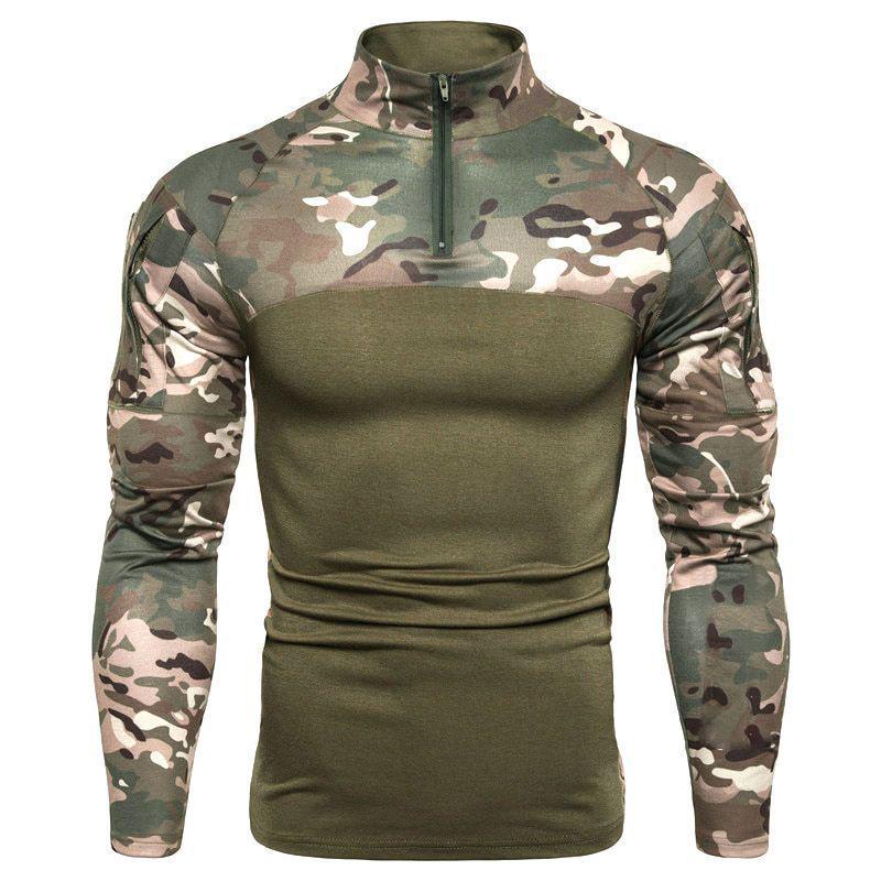Men's Camouflage Long-Sleeve Military-Style T-Shirt