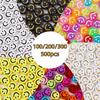 100/200/300/500PCS Acrylic Multicolor Beads Loose Spacer Smiling Face Beads For Jewelry Making DIY Bracelet Earrings Accessories