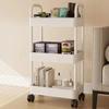 Multi-Functional Rolling Storage Cart, Movable 3-Tier Bathroom Organizer Rack with Wheels, Unscented Bath Accessories