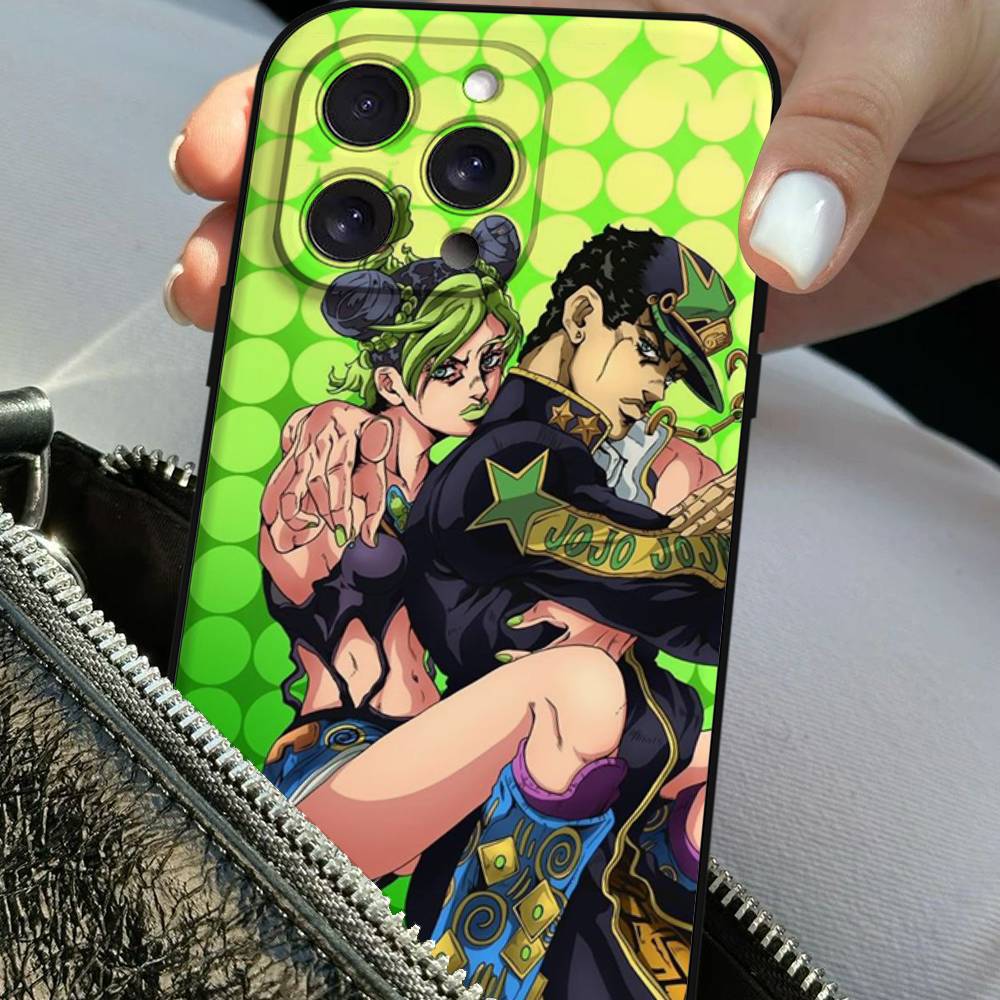 Чехол для телефона с аниме J-JoJo's Bizarre Adventure для iPhone 17 16 15 14 13 12 11 X XR XS Plus Pro Max Mini Мягкий Черный Чехол