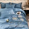 High Quality Jacquard Ice Silk Sheet 4-piece Modern Style Summer Silky Breathable Home Bedding Bed Sheet+Quilt Cover+Pillowcase