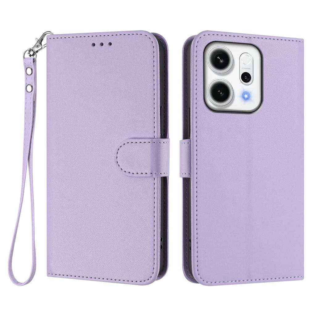 Для Oppo Reno14 5G (Глобальный) Кожаный чехол-кошелек с подставкой для телефона и ремешком на запястье