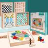 Multifunctional Wooden Game Set: Ludo, Checkers, Gomoku, Chess - Educational Toy for Children