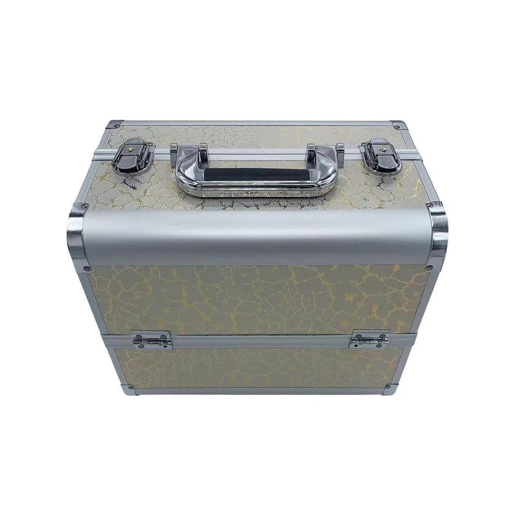 Алюминиевый ящик для косметики и инструментов для дизайна ногтей, татуировок и наращивания ресниц - двойной, открытый, студенческий ящик для хранения