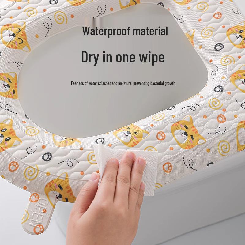 Водонепроницаемая подушка для сиденья унитаза из ЭВА с ручками - Милая, Антибактериальная, Универсальный размер для всех сезонов