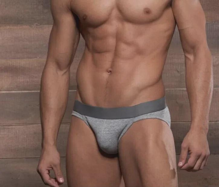 Мужские трусы из чистого хлопка с низкой талией и U-образным карманом - белые, дышащие, сексуальное однотонное нижнее белье