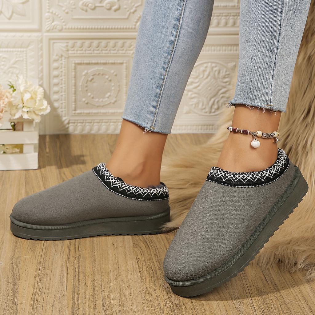 Модные зимние сапоги женские зимние новые кашемировые теплые толстые подошвы без каблука покрытые волосами полутапочки хлопковые туфли теплые кашемировые сапоги