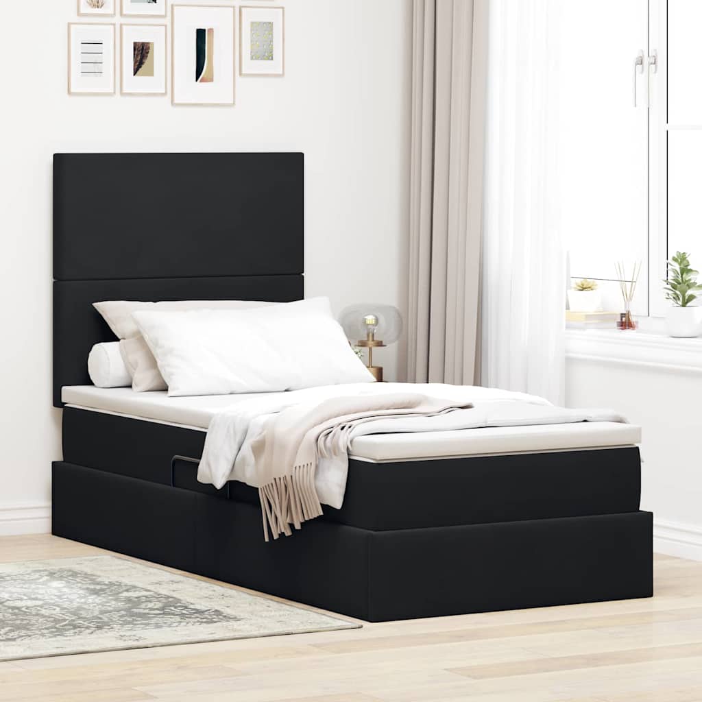 Storage Bed with Mattress Black 90 x 200 cm Velvet